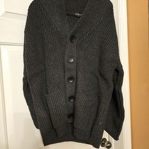 Men's Charcoal Cardigan Sweater